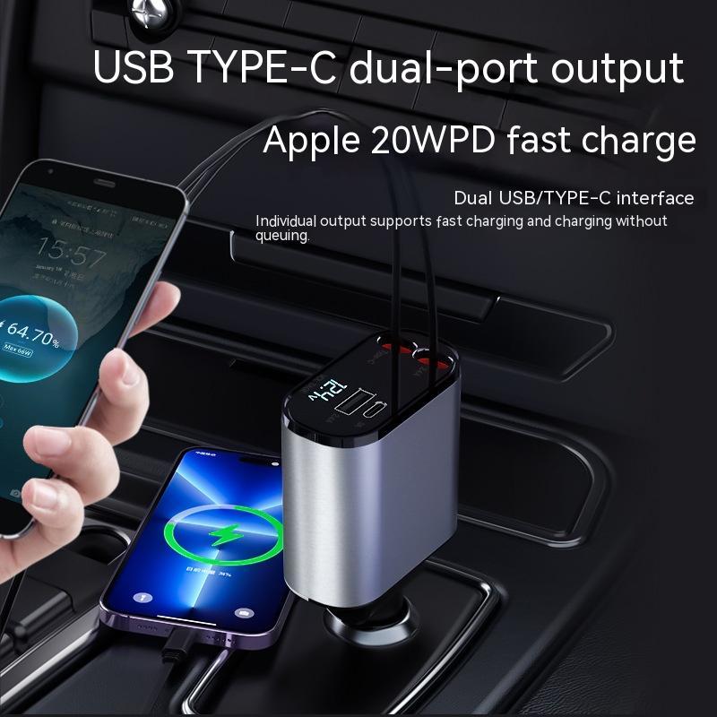 100W Super Fast Charging Car, Charger Car, Cigarette Lighter USB, And TYPE-C Adapter